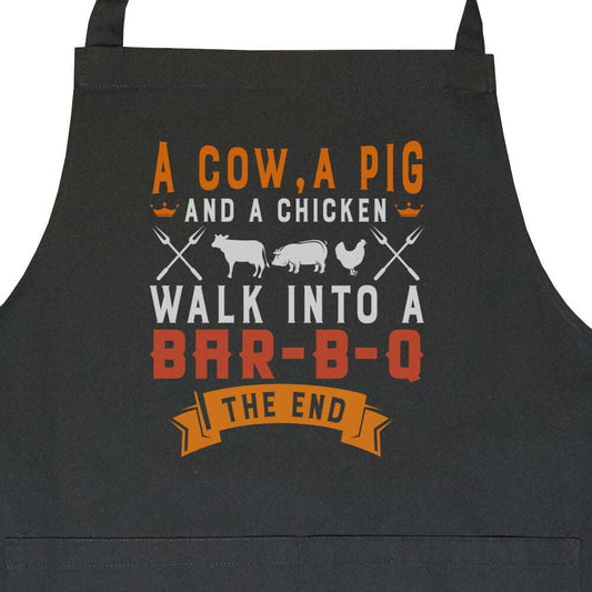 Grillschürze " A Cow A Pig and A Chicken" mit Tasche -T-ShirtBull