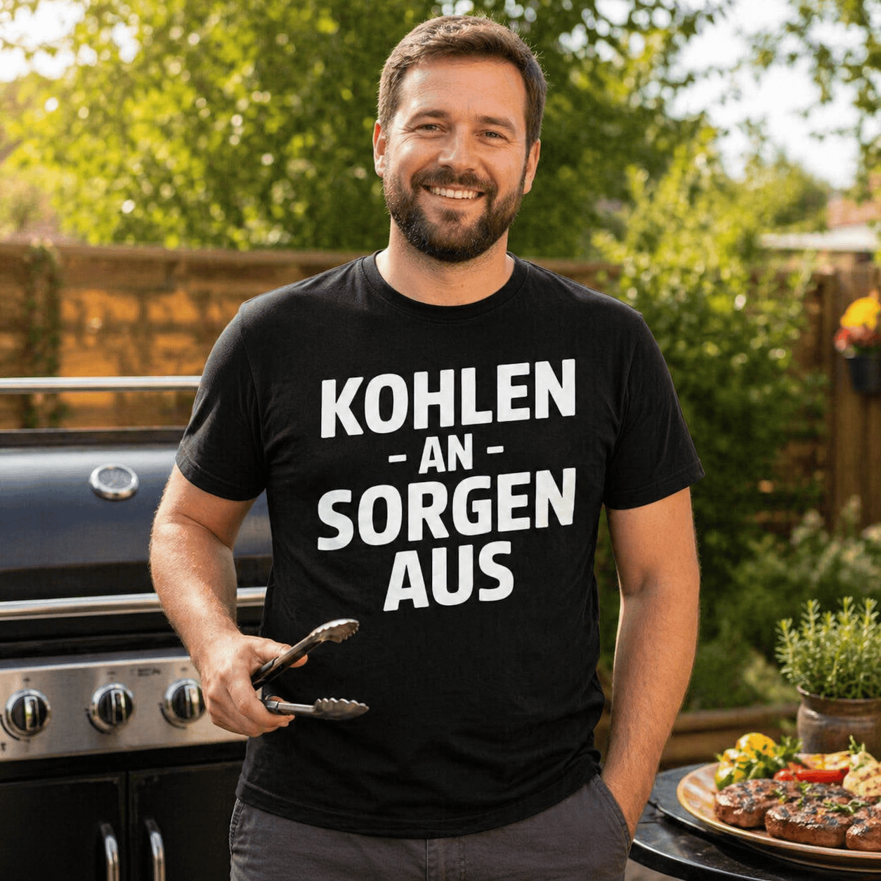 Kohlen an Grill T-Shirt -T-ShirtBull