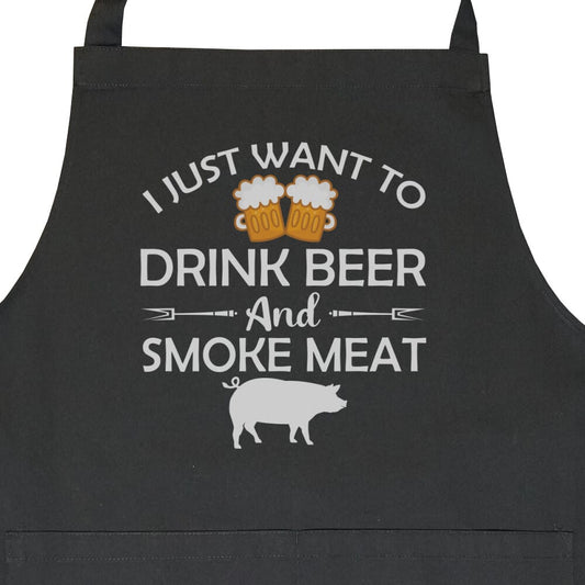 Grillschürze " Drink Beer and Smoke Meat" mit Tasche -T-ShirtBull