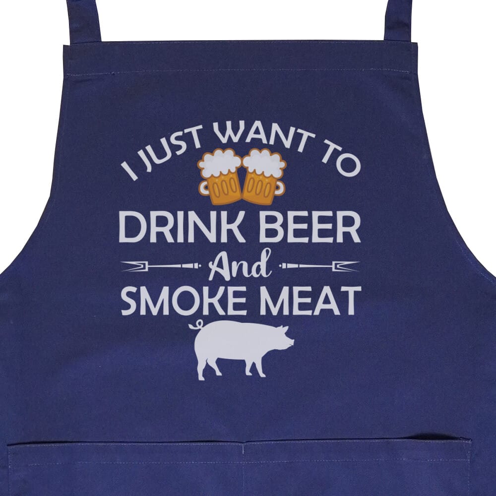 Grillschürze " Drink Beer and Smoke Meat" mit Tasche -T-ShirtBull