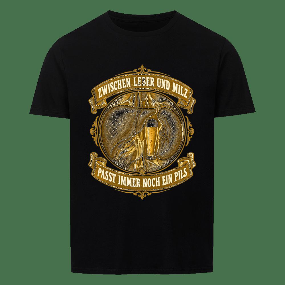 Zwischen Leber und Milz Bier T-Shirt -T-ShirtBull