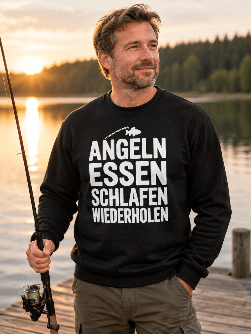 Angeln Essen Schlafen Sweatshirt Lifestyle