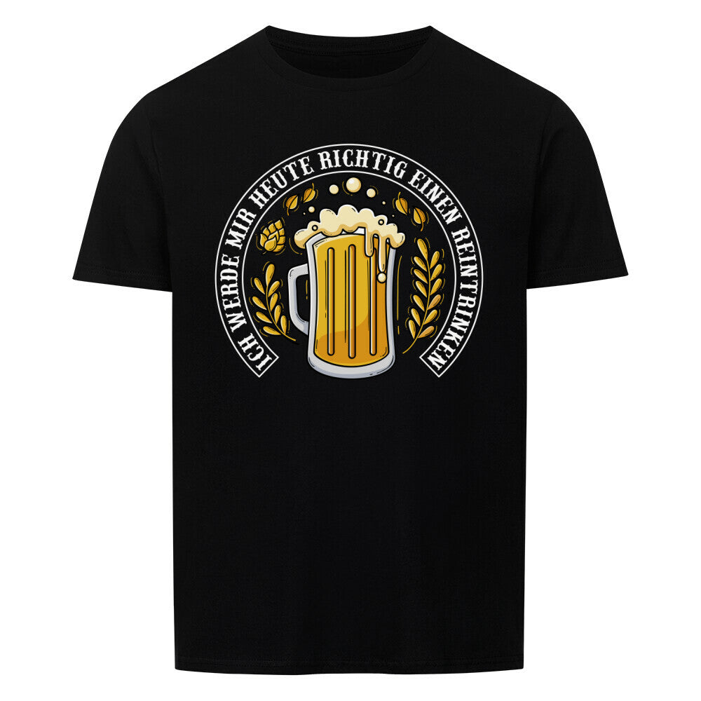 Klassisches Shirt in schwarz im Reintrinken-Design für Bier und Partyfreunde.