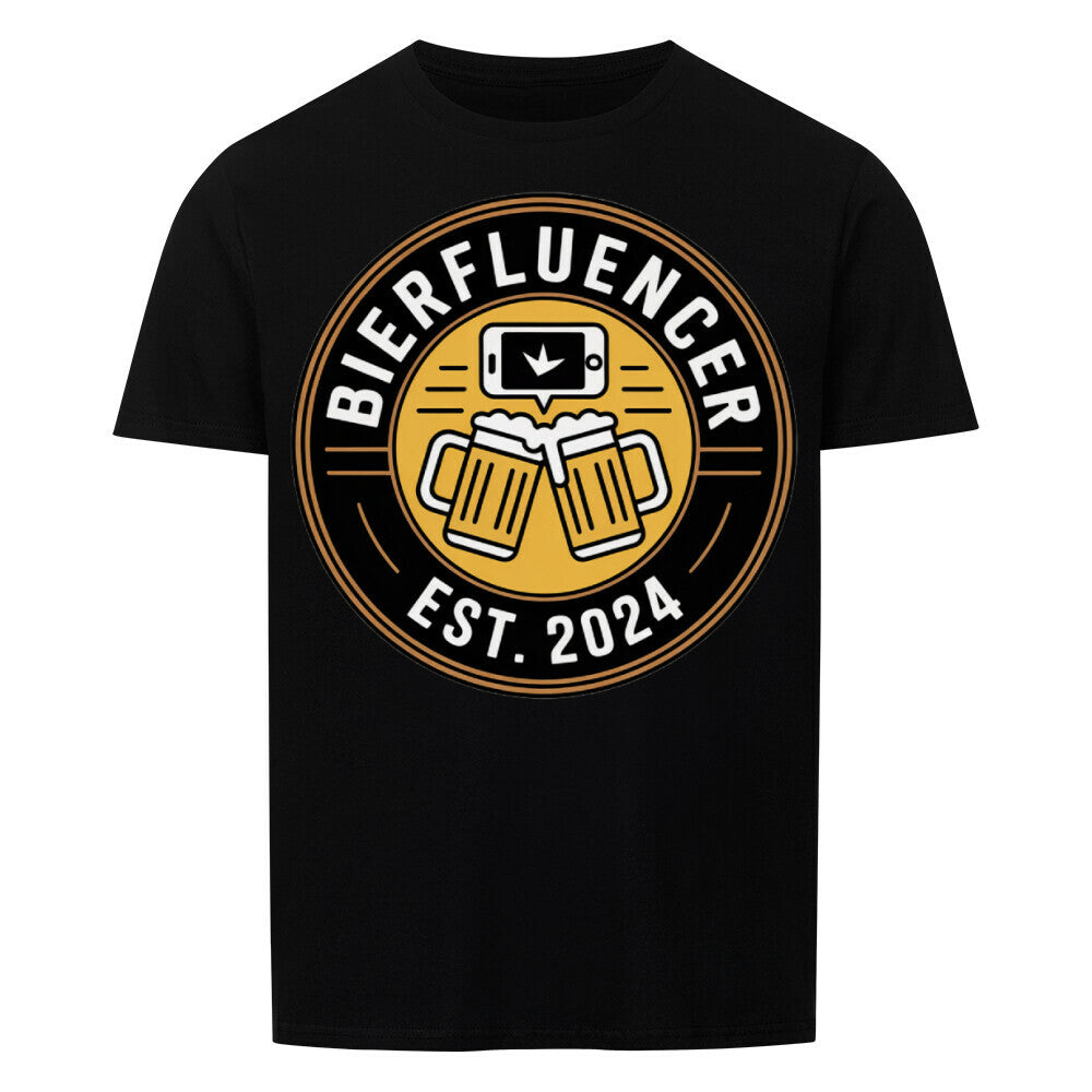 Schwarzes Bier T-Shirt Herren - Lustiger Spruch 'Bierfluencer' - Oktoberfest Geschenk für Bierliebhaber.