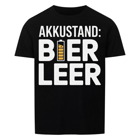 Schwarzes Bier T-Shirt Herren - Lustiger Spruch 'Akkustand Bier Leer' - Oktoberfest Geschenk für Bierliebhaber.