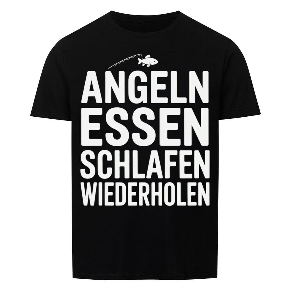 Angeln Essen Schlafen Angeln T-Shirt -T-ShirtBull