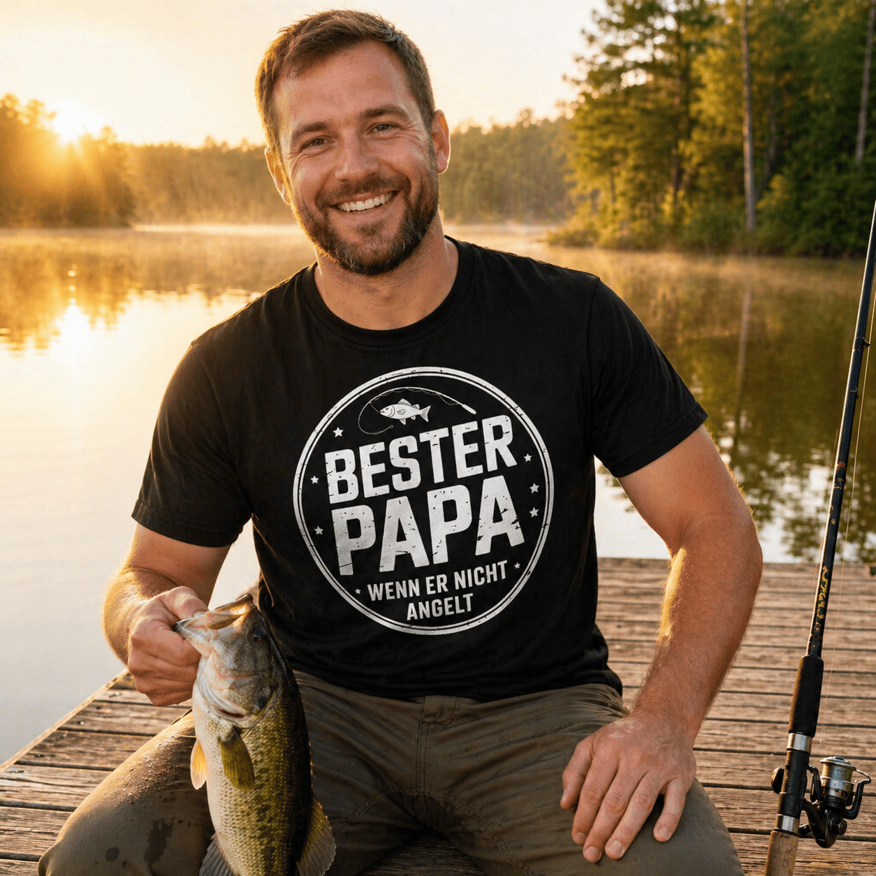Bester Papa wenn er nicht angelt T-Shirt -T-ShirtBull