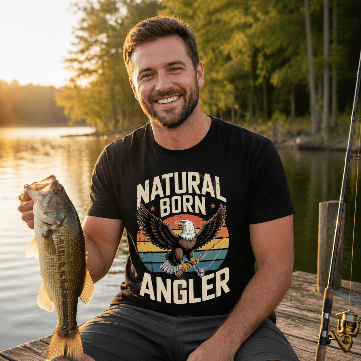 Natural Born Angler T-Shirt -T-ShirtBull