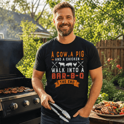 Cow and Pig Grill T-Shirt -T-ShirtBull