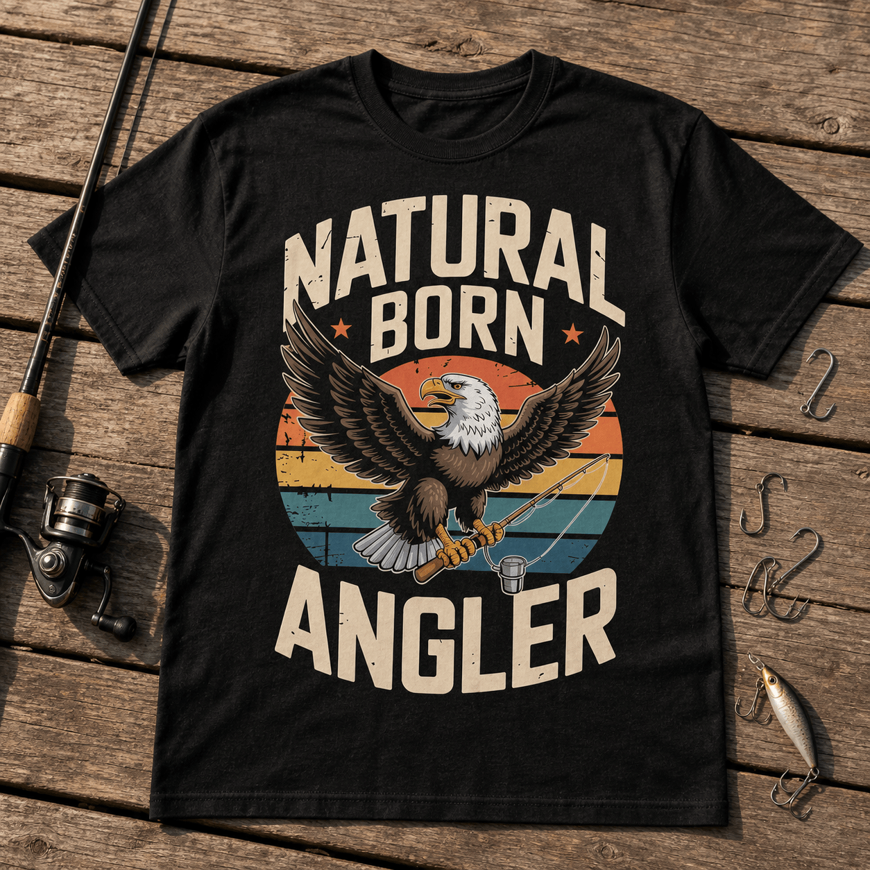 Natural Born Angler T-Shirt -T-ShirtBull