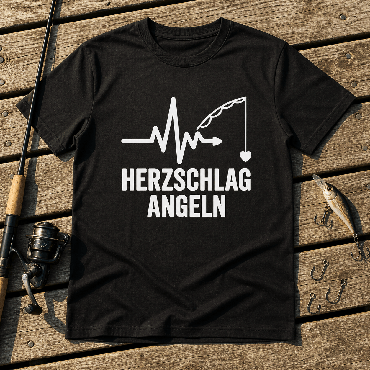 Herzschlag Angeln T-Shirt -T-ShirtBull