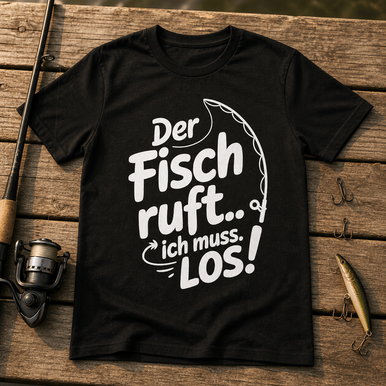 Der Fisch ruft ich muss los T-Shirt -T-ShirtBull