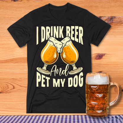 Klassisches Shirt in schwarz mit Bier and Dog-Design für Bier und Partyfans.