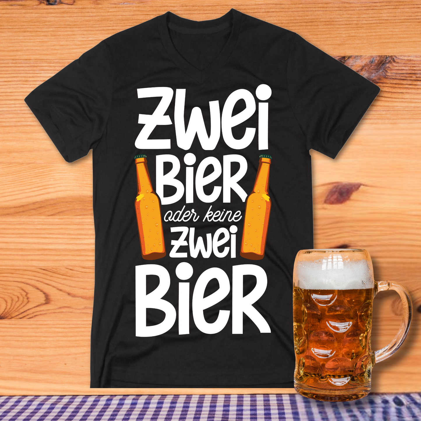 Zwei Bier Bier T-Shirt - T-ShirtBull