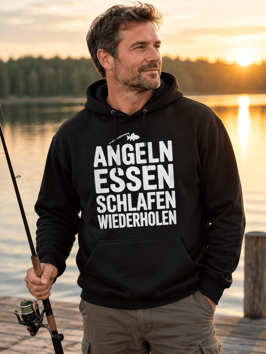 Angeln Essen Schlafen Hoodie Lifestyle