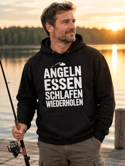 Angeln Essen Schlafen Hoodie Lifestyle