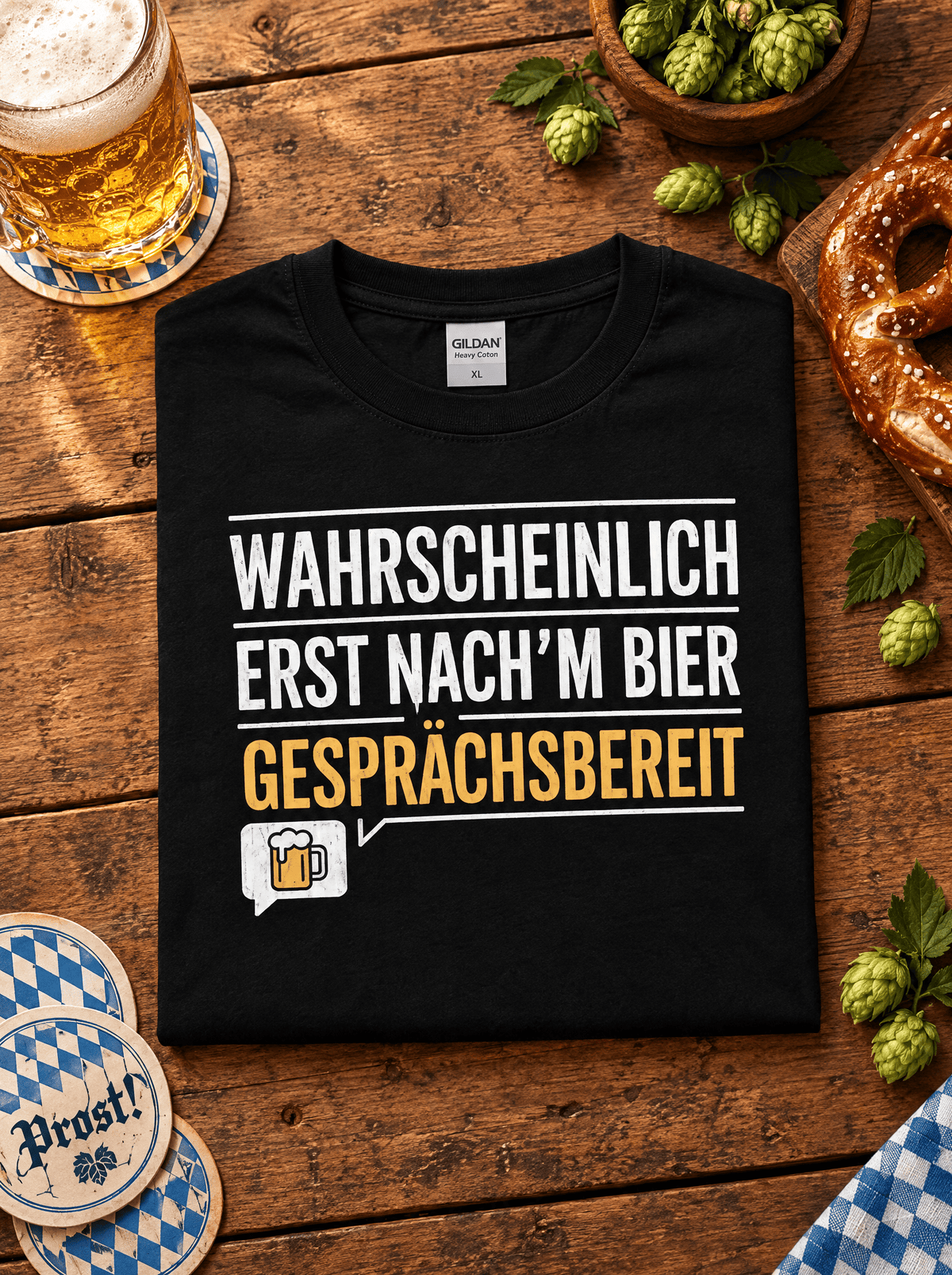 Gesprächsbereit Bier T-Shirt -T-ShirtBull