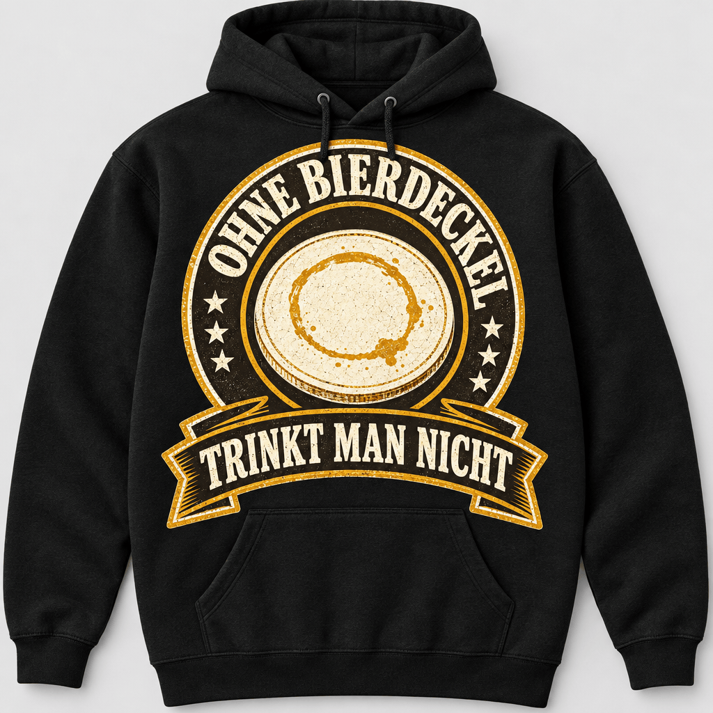 Ohne Bierdeckel Trinkt Man Nicht Hoodie Studioansicht
