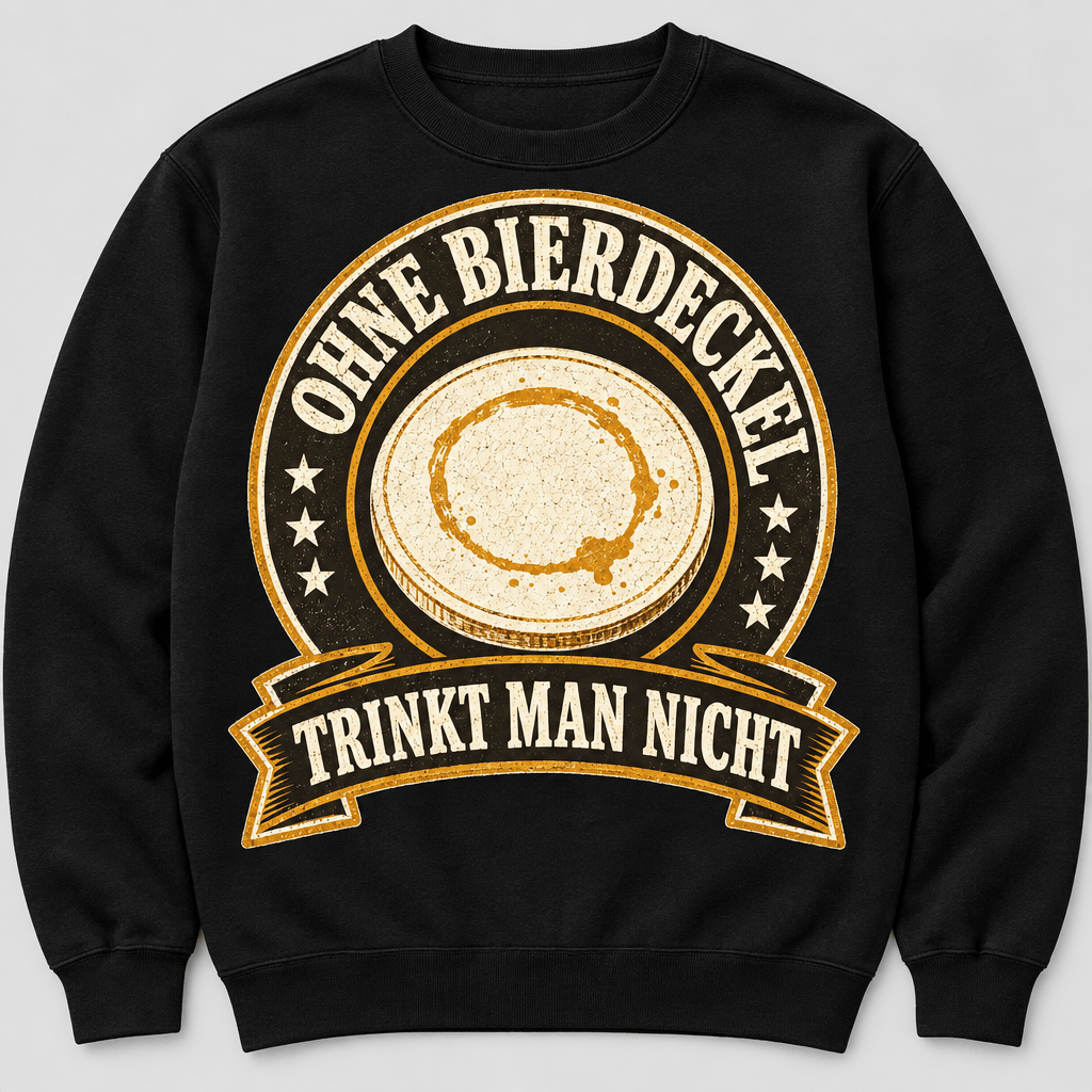 Ohne Bierdeckel Trinkt Man Nicht Sweatshirt Studioansicht