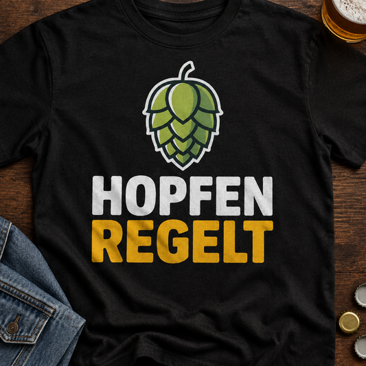 Hopfen Regelt Bier T-Shirt - Flatlay - T-ShirtBull