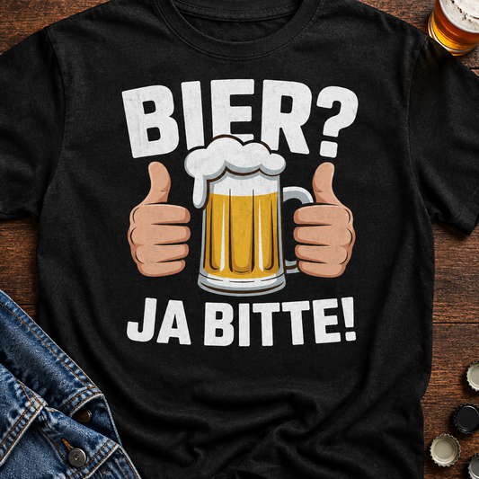 Ja Bitte Bier T-Shirt - Flatlay - T-ShirtBull