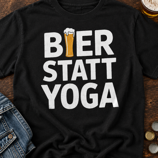 Yoga Bier T- Shirt - Flatlay - T-ShirtBull