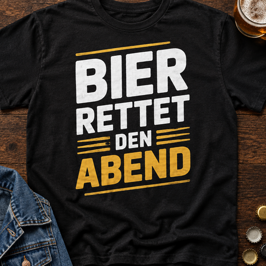 Rettet den Abend Bier T-Shirt - Flatlay - T-ShirtBull