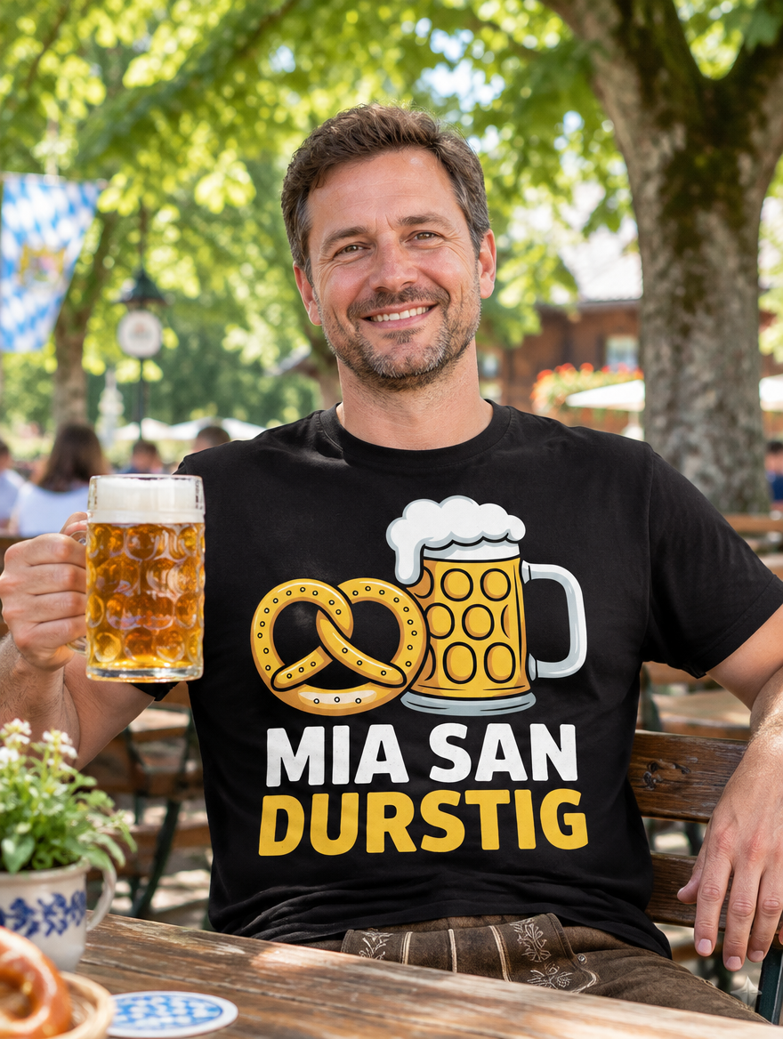 Mia san Durstig Bier T-Shirt - Lifestyle - T-ShirtBull
