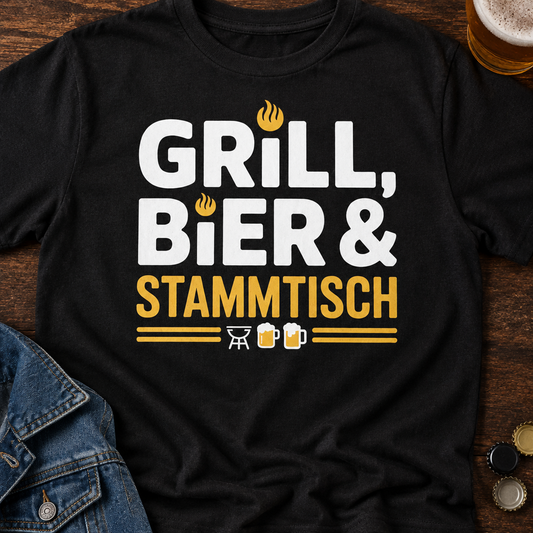 Stammtisch Bier T-Shirt - Flatlay - T-ShirtBull