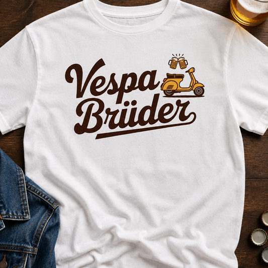 Vespa Brüder Bier T-Shirt - Flatlay - T-ShirtBull