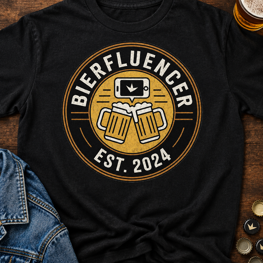 Bierfluencer 3 T-Shirt - Flatlay - T-ShirtBull