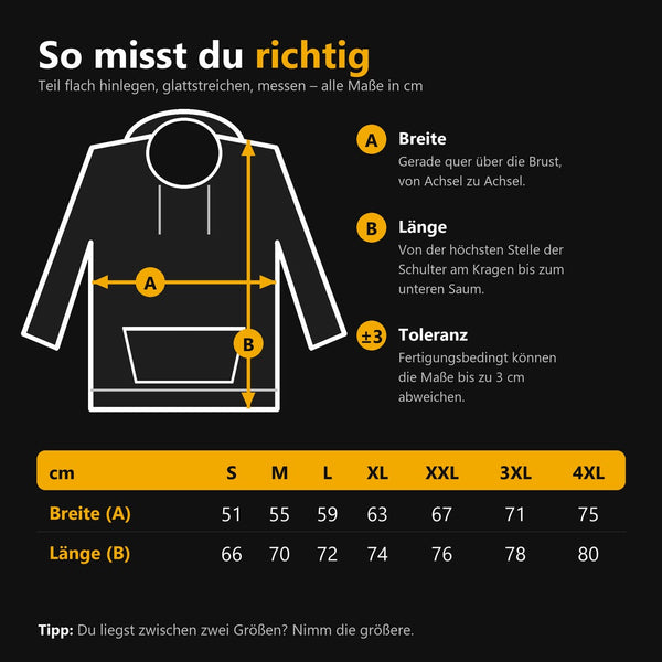 Hoodie Größentabelle - So misst du richtig - T-ShirtBull