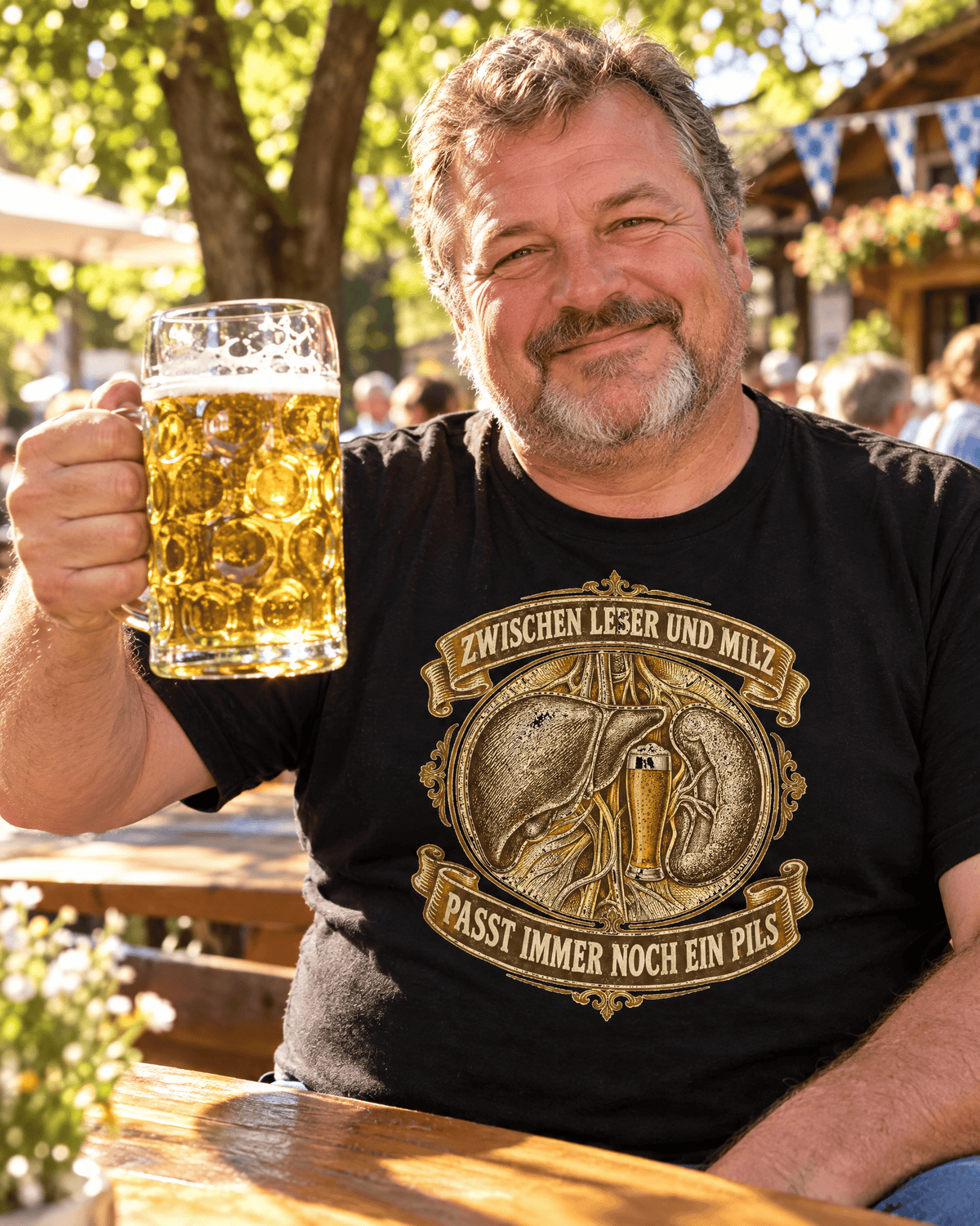 Zwischen Leber und Milz Bier T-Shirt -T-ShirtBull