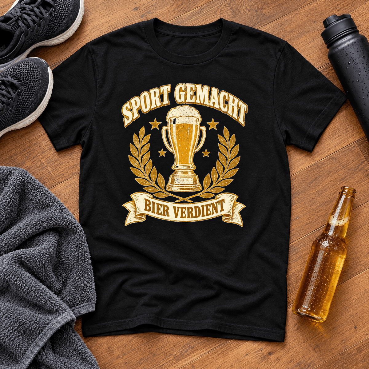 Sport Gemacht Bier Verdient T-Shirt -T-ShirtBull