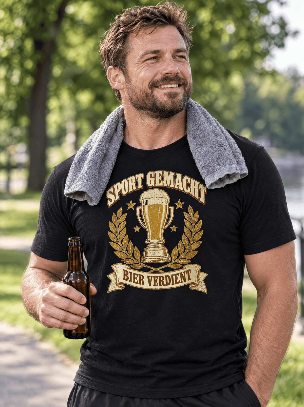 Sport Gemacht Bier Verdient T-Shirt -T-ShirtBull