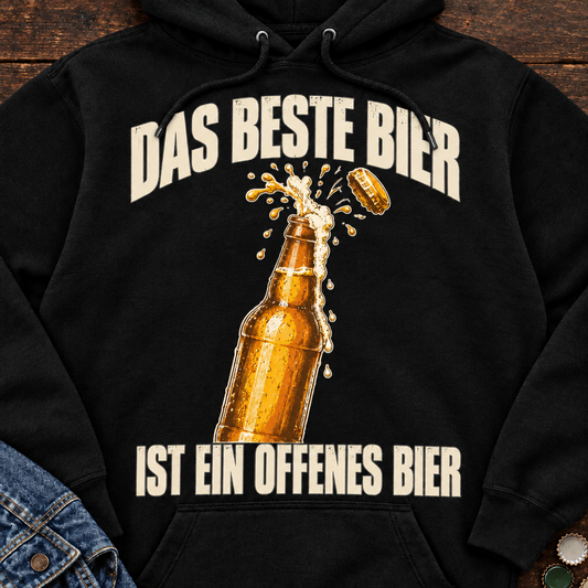 Das beste Bier ist ein offenes Bier Hoodie - Flatlay - T-ShirtBull