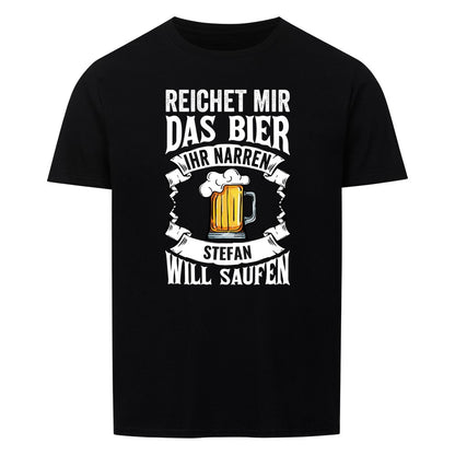 Personalisiertes Bier-Shirt mit dem Namen Stefan im Banner