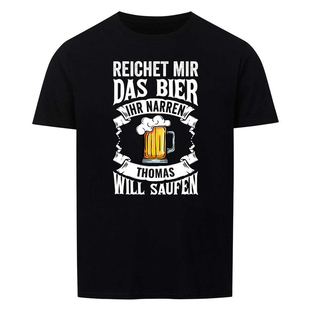 Personalisiertes Bier-Shirt mit dem Namen Thomas im Banner