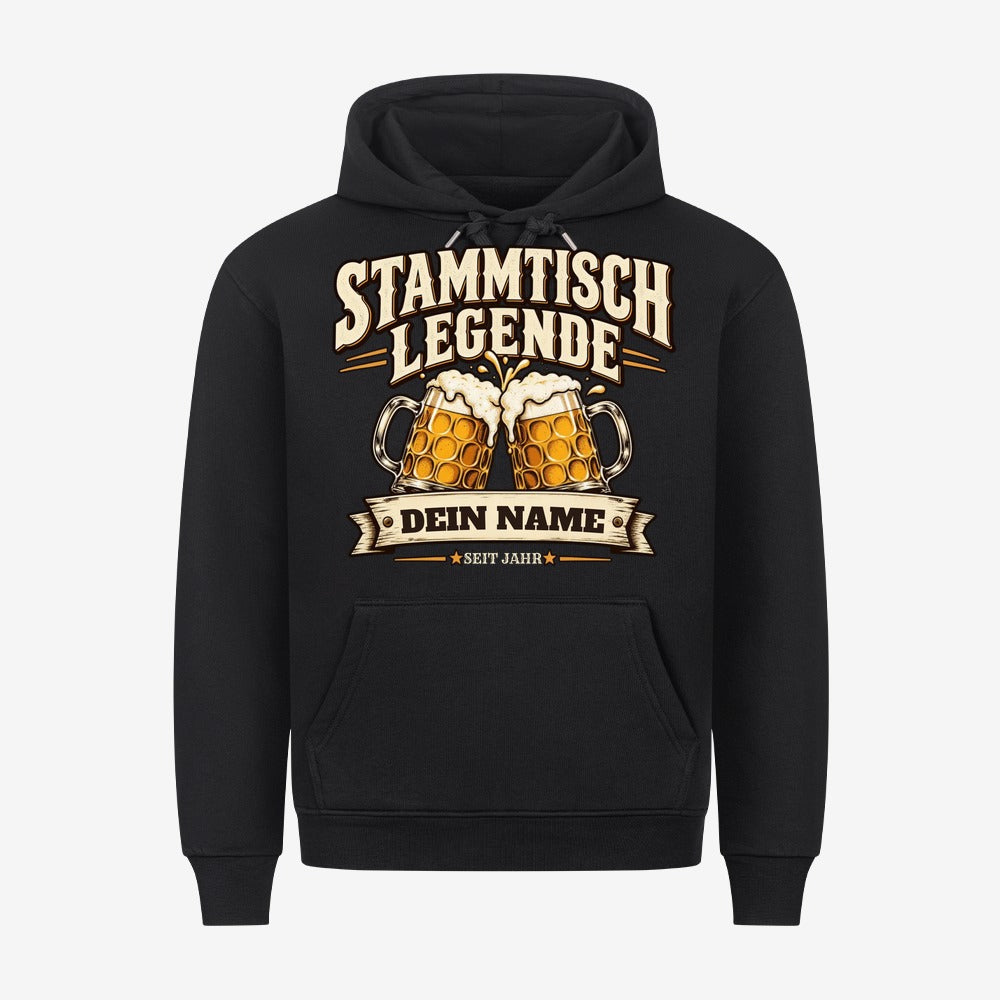 Personalisierter Bier-Hoodie Stammtisch Legende - Schwarz - Dein Name