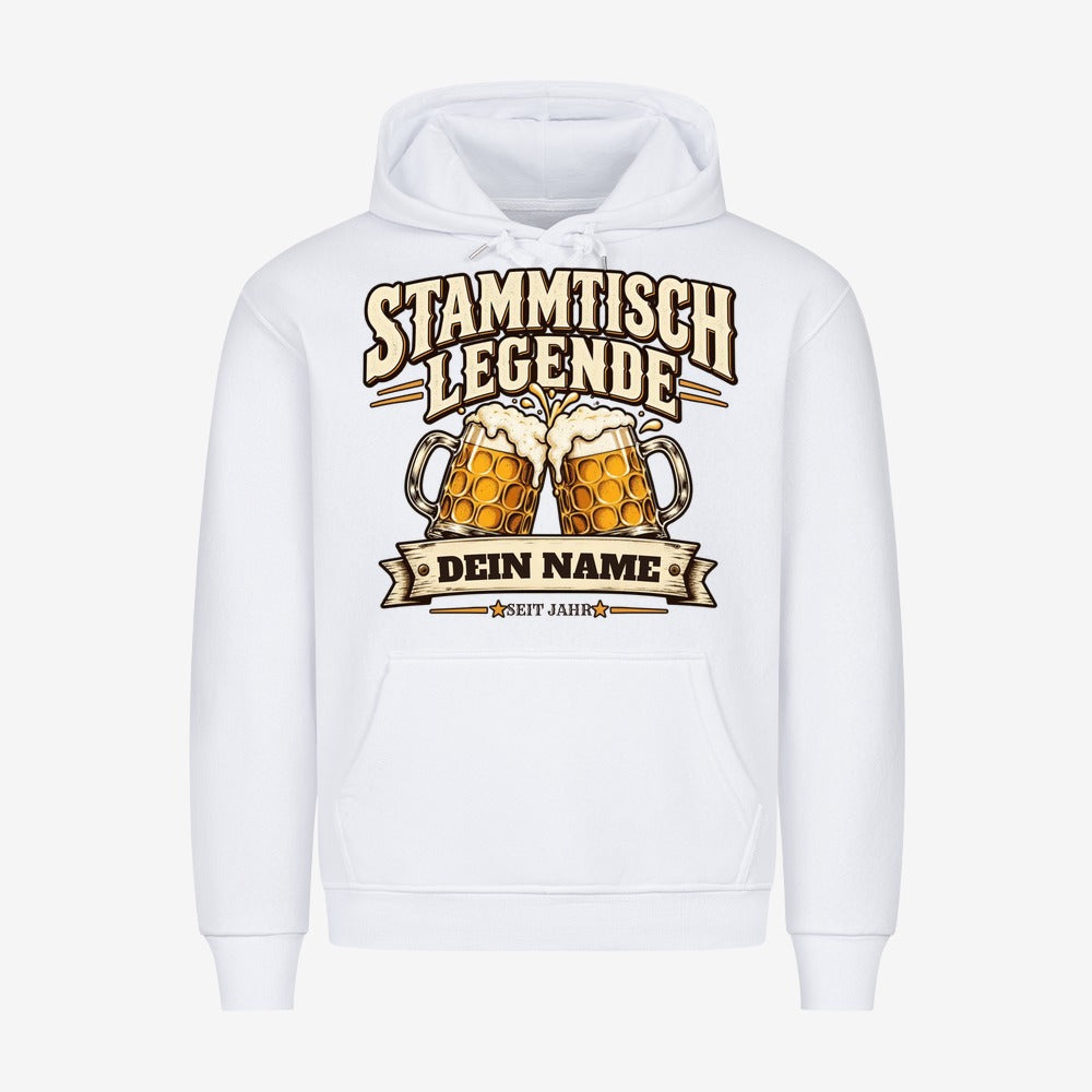 Personalisierter Bier-Hoodie Stammtisch Legende - Weiß - Dein Name