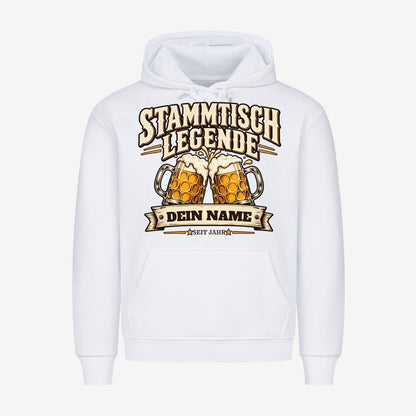 Personalisierter Bier-Hoodie Stammtisch Legende - Weiß - Dein Name