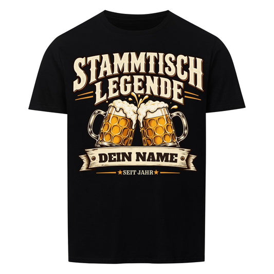 Personalisiertes Bier-Shirt Stammtisch Legende - Schwarz - Dein Name