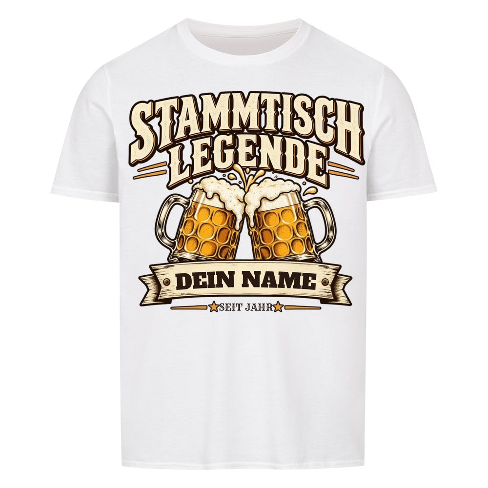 Personalisiertes Bier-Shirt Stammtisch Legende - Weiß - Dein Name
