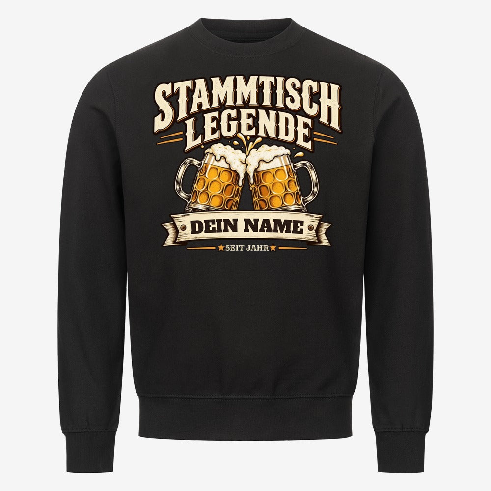 Personalisiertes Bier-Sweatshirt Stammtisch Legende - Schwarz - Dein Name