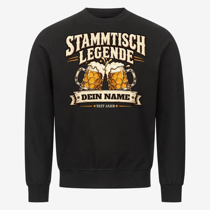 Personalisiertes Bier-Sweatshirt Stammtisch Legende - Schwarz - Dein Name