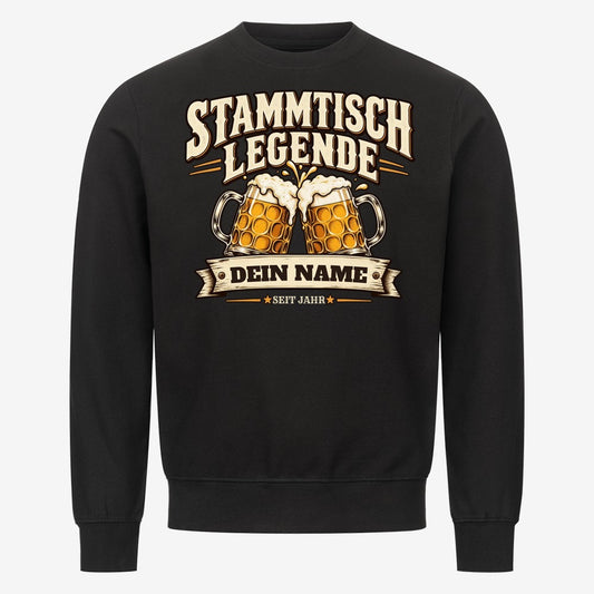 Personalisiertes Bier-Sweatshirt Stammtisch Legende - Schwarz - Dein Name