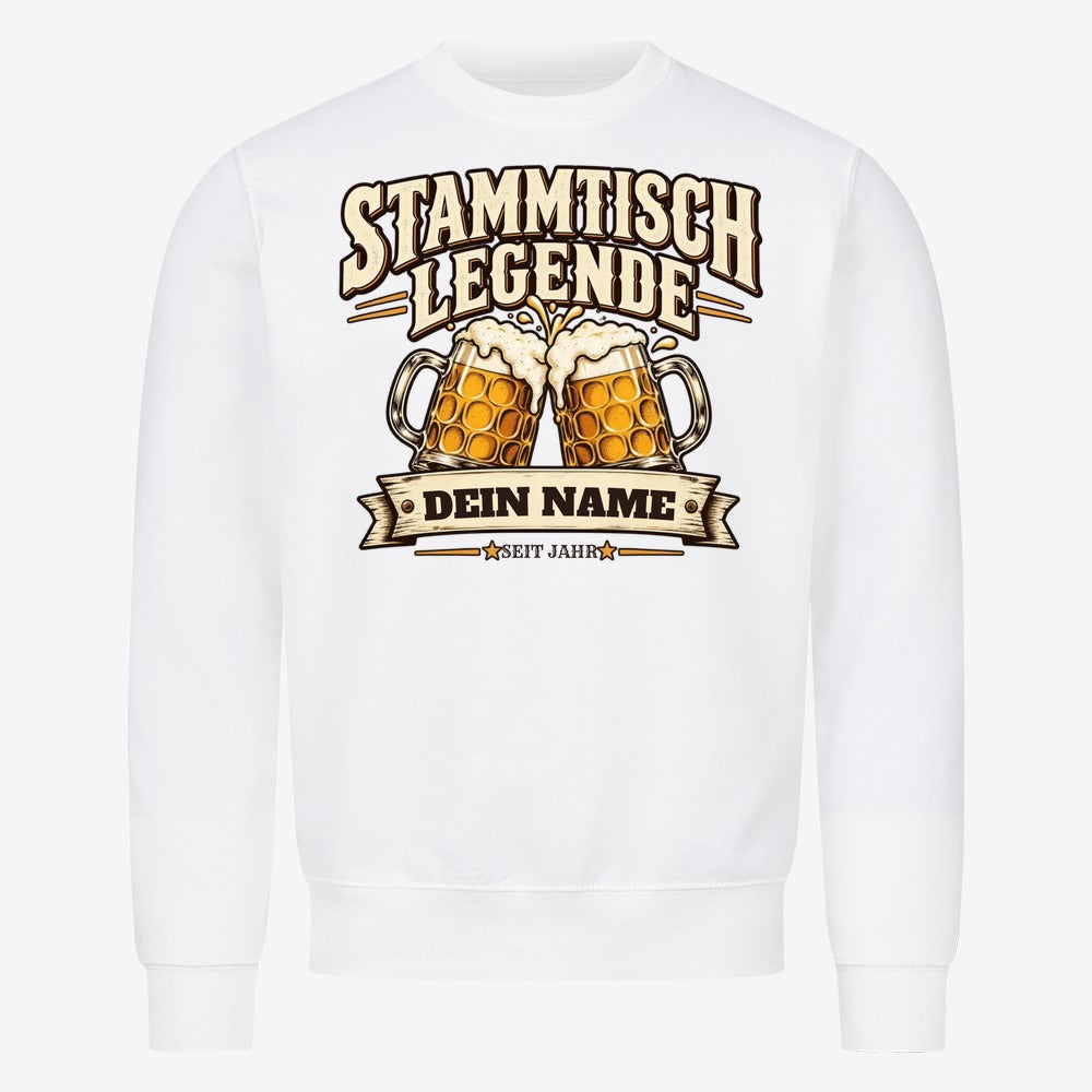 Personalisiertes Bier-Sweatshirt Stammtisch Legende - Weiß - Dein Name