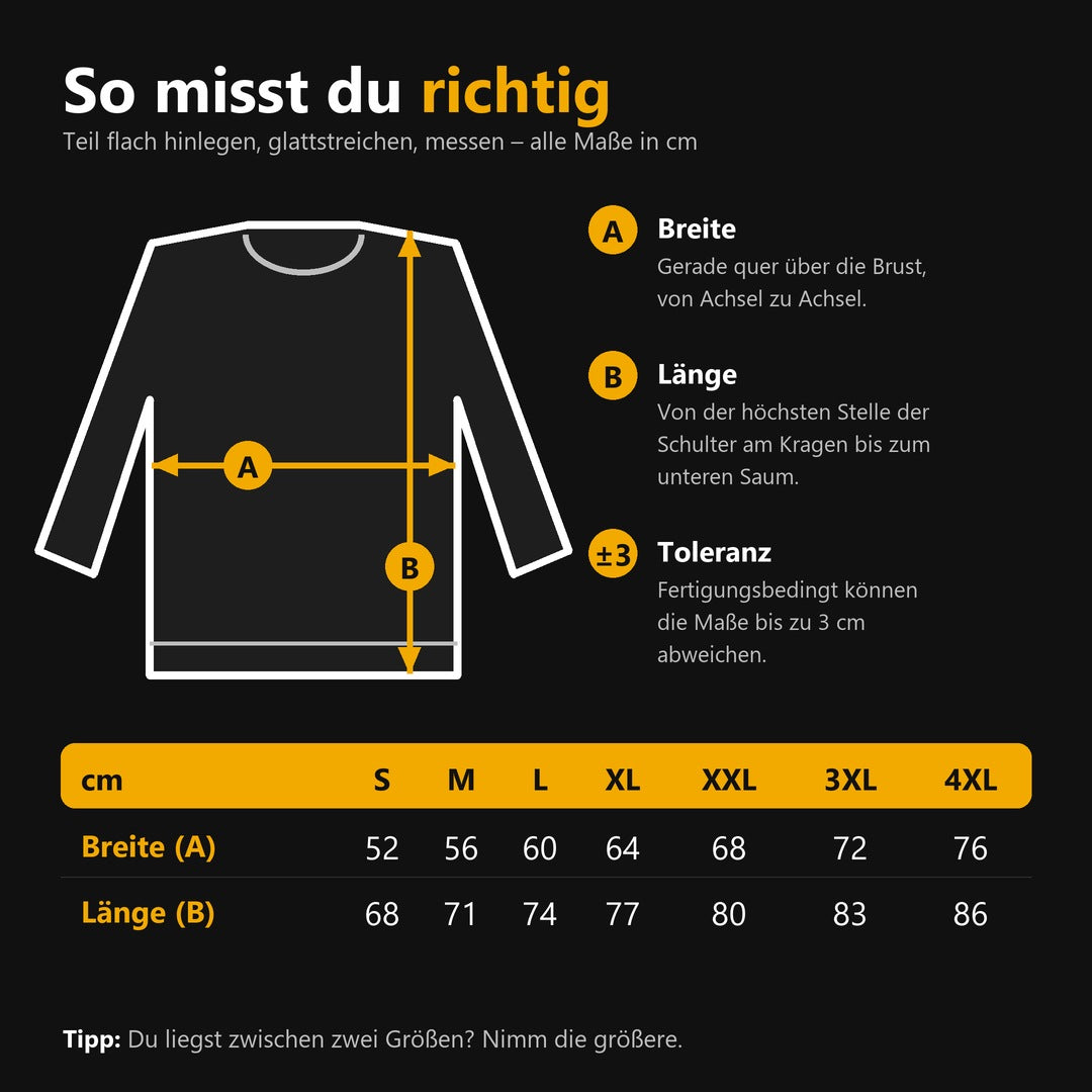 Sweatshirt Größentabelle - So misst du richtig - T-ShirtBull