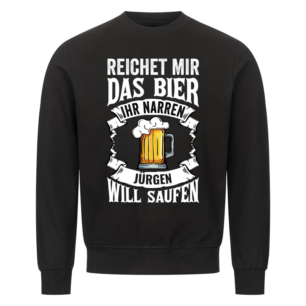 Personalisiertes Bier-Sweatshirt mit dem Namen Jürgen im Banner