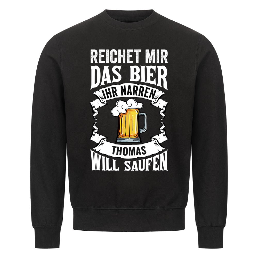 Personalisiertes Bier-Sweatshirt mit dem Namen Thomas im Banner